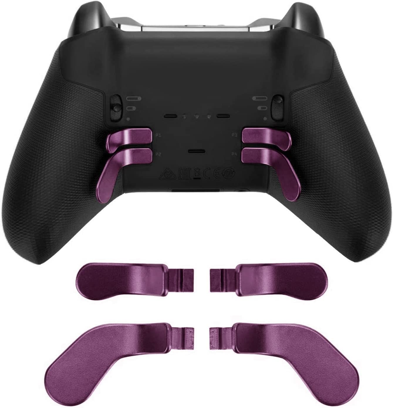 For Elite Controller Paddles, Metal Stainless Steel Replacement Parts Interchangeable Paddles for One Controller Series 2 Model 1797 (4 Pcs) (Purple) - Black image number 2