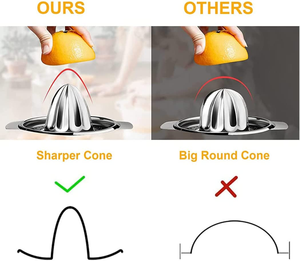 Citrus Juicer Stainless Steel, Manual Hand Citrus Juicer Squeezer for Orange, Lemon, Grapefruit, Lime Lemon & Fruit Juices,Dishwasher Safe,Silver(13Oz) image number 3