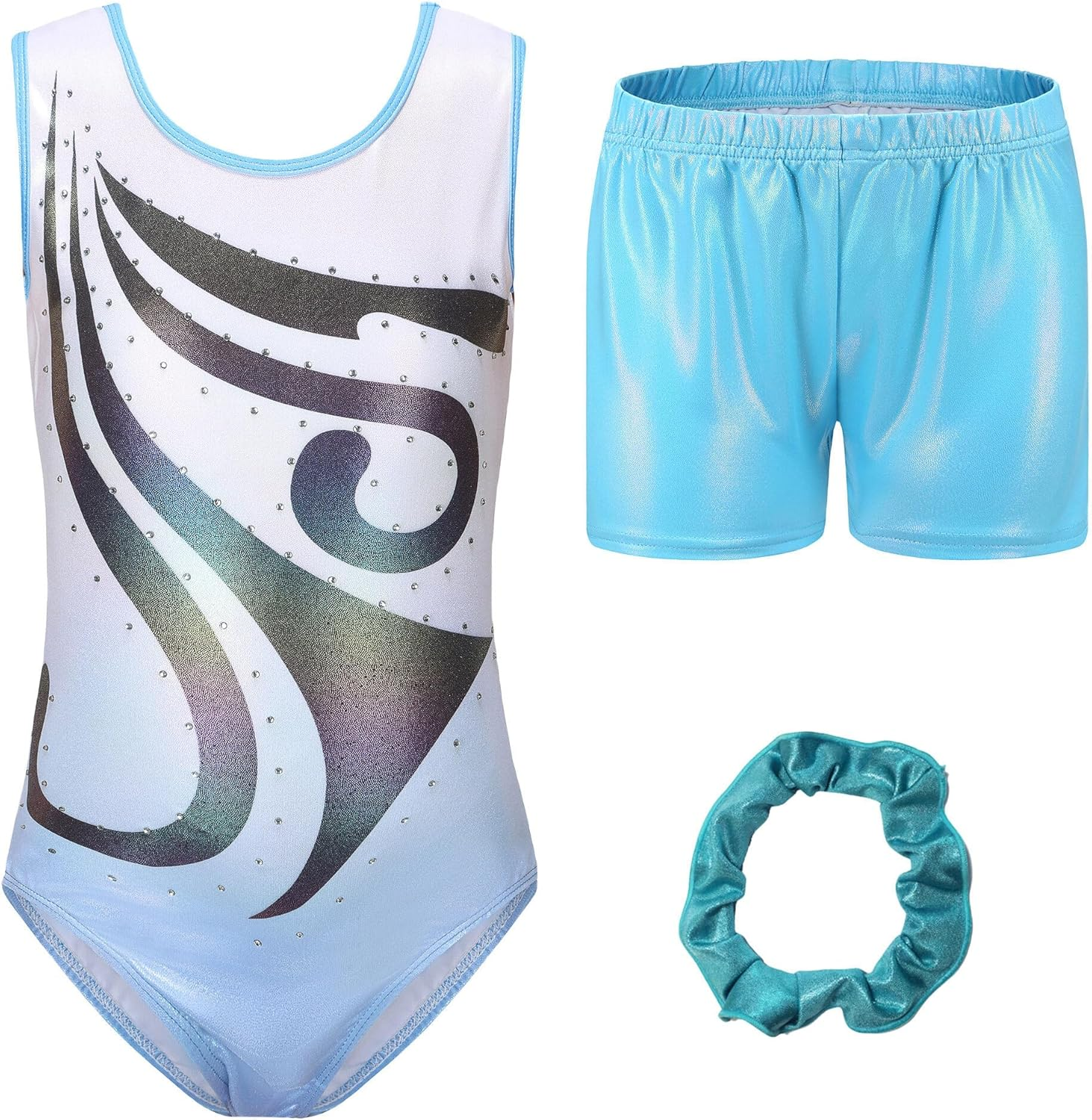 KEOYA Gymnastics Leotard for Kids Girls Athletic Dance Leotards Sparkle Toddler Gymnastics Bodysuit Ballet Dance Wear