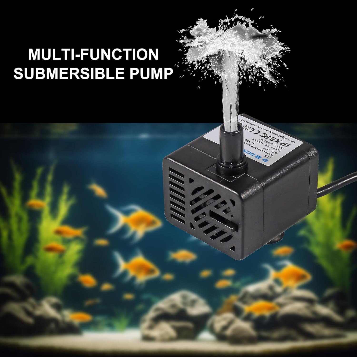 DIANN 2Pcs Mini Water Pump DC 5V Submersible Pump USB Small Fountain Pump 3W for Aquariums Fish Tank Aquarium Fountain Adjustable Flow image number 4
