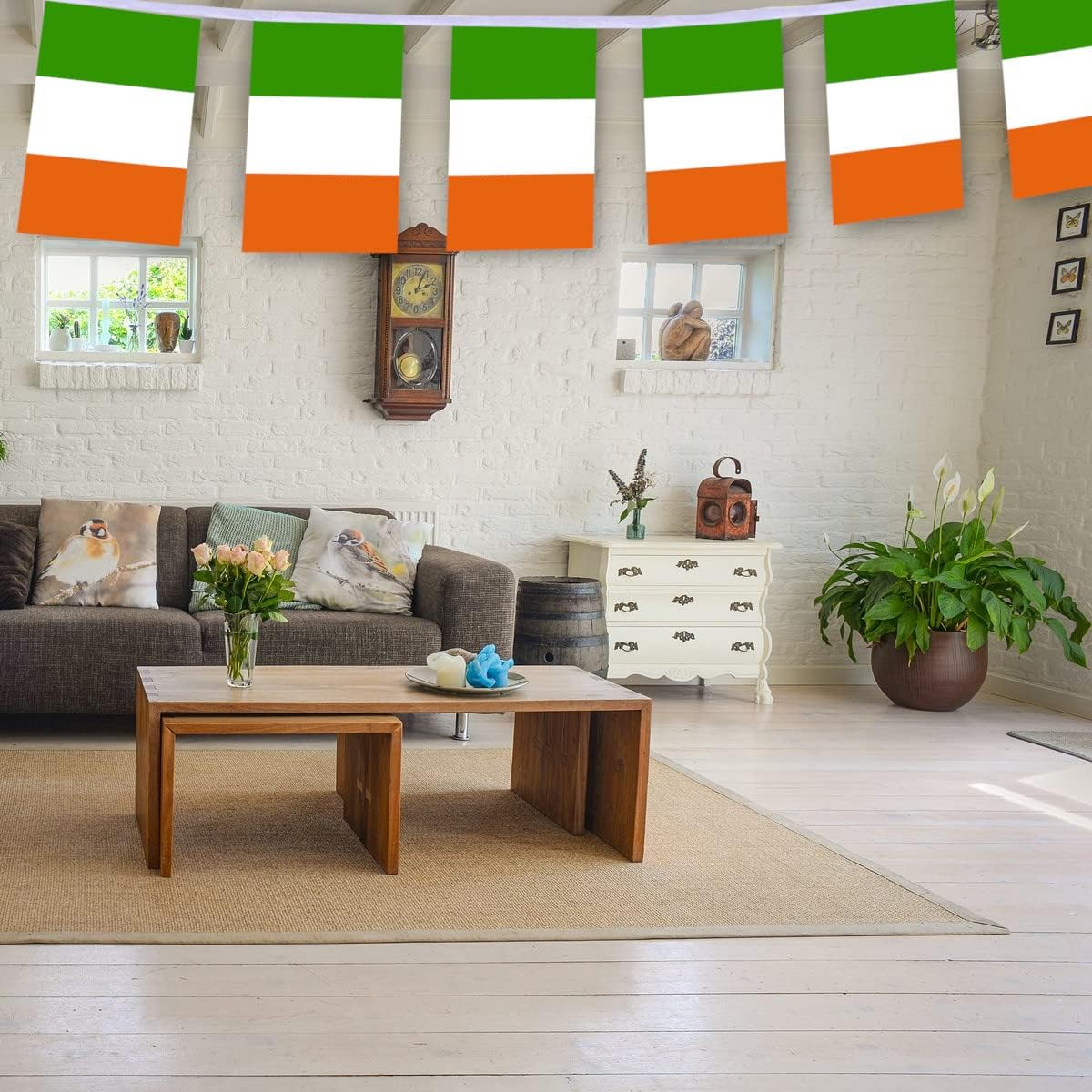 30 PCS Ireland Flag, 33 FT Irish St-Patricks National Bunting,Decor Pennant Banner for Outdoor Indoor Patio Yard Decoration