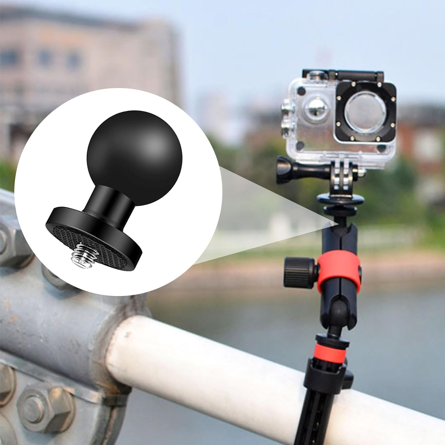 Aiyraa 1 Inch TPU Ball Adapter, with Aluminium Alloy Base and 1/4-20 Threaded Bolts, Compatible with RAM Mounts B Size 1 Inch Ball Double Base Arm, for Action Camera and Camcorder image number 2