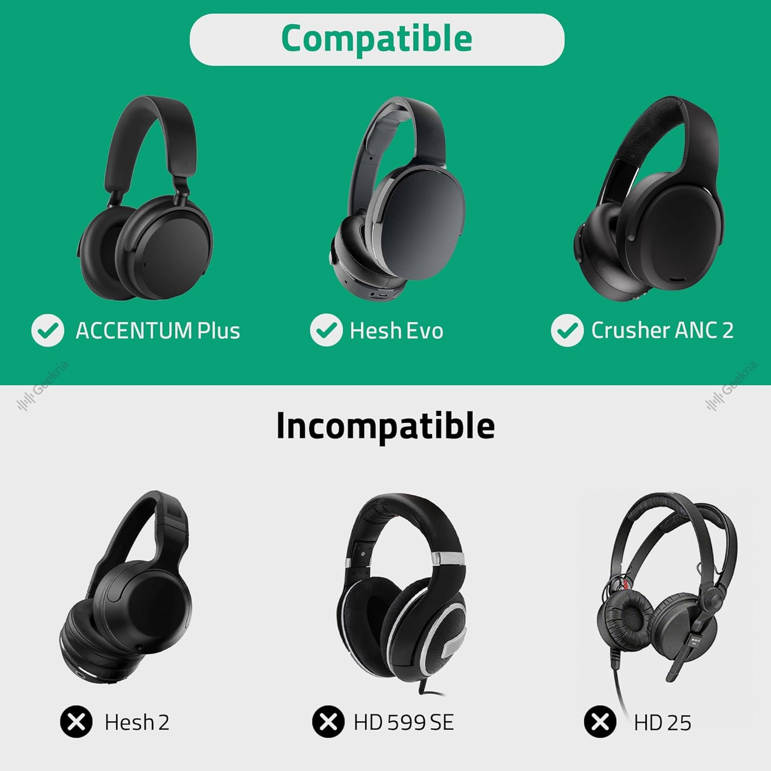 Geekria Shield Headphones Case for Lay Flat Over-Ear Headphones, Replacement Hard Shell Travel Carrying Bag with Cable Storage, Compatible with Steelseries, B&W, Skullcandy Headsets (Grey)