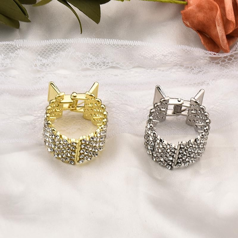 Ponytail Holder Clips Crystal Rhinestone Hair High Ponytail Hair Clips for Women Gold Sliver Metal Hair Barrettes for Thick Thin Hair Pins No Slip Hair Accessories Claw Clips 2 Pcs
