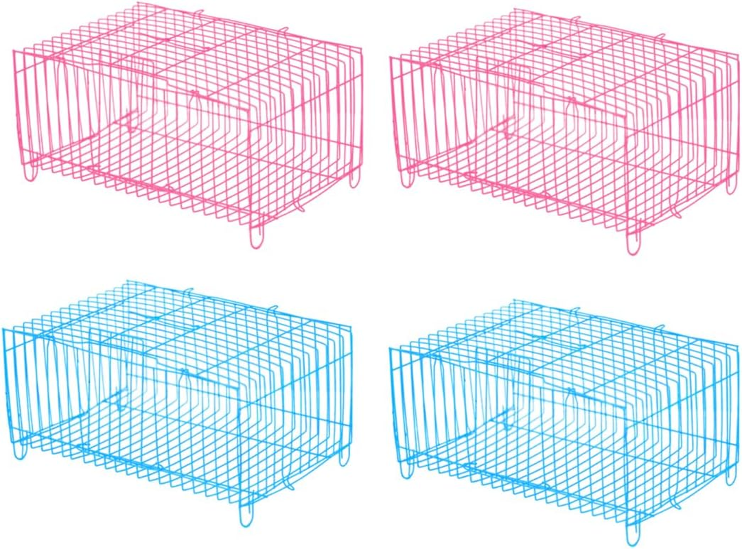 AIMALL 4-Piece Colourful Pet Transport Cage Set for Birds, Hamsters, and Rabbits, Durable Wire Design, 10.43 X 7 X 5.11 Inches, Blue and Pink image number 3