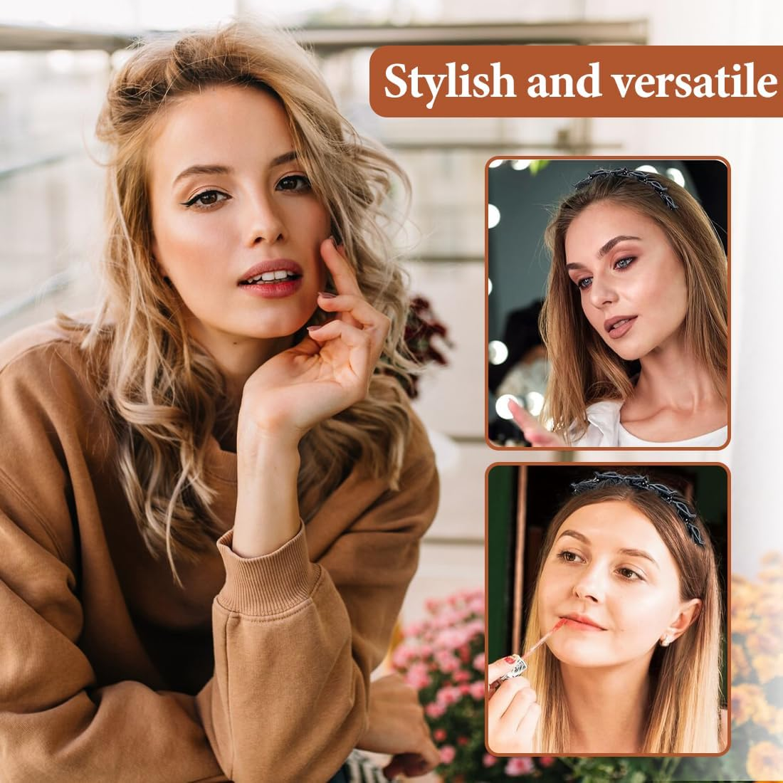 GXGM 6 Pieces Women'S Headband Clip, Hair Pin with Fringes, Women'S Headband with Clips, Hairpin Hairstyle Fringe, Hair Band with Tooth Comb image number 5