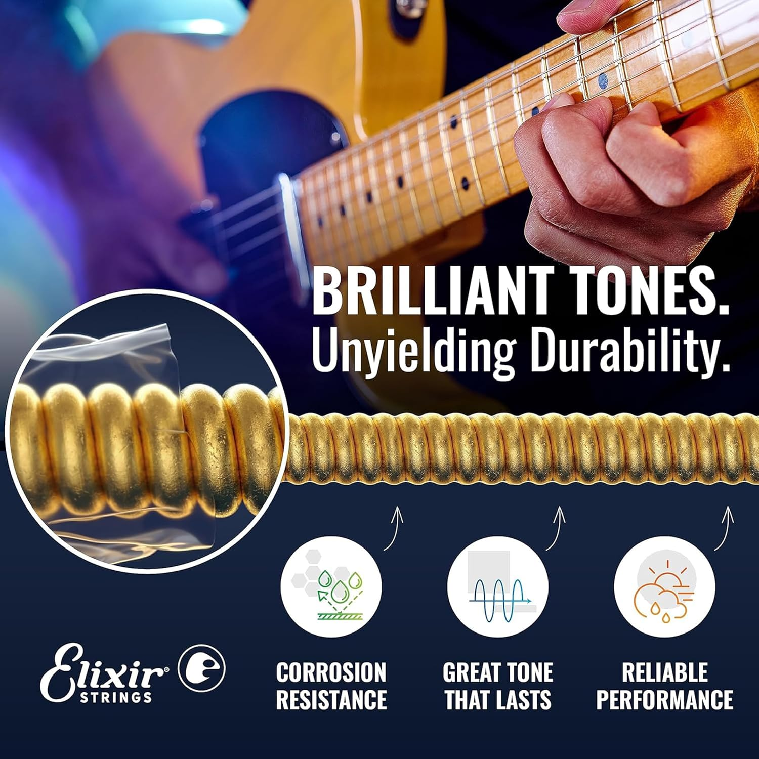 Elixir Strings 16552 Guitar Strings with OPTIWEB Coating, 3 Pack, Light (.010-.046) image number 2