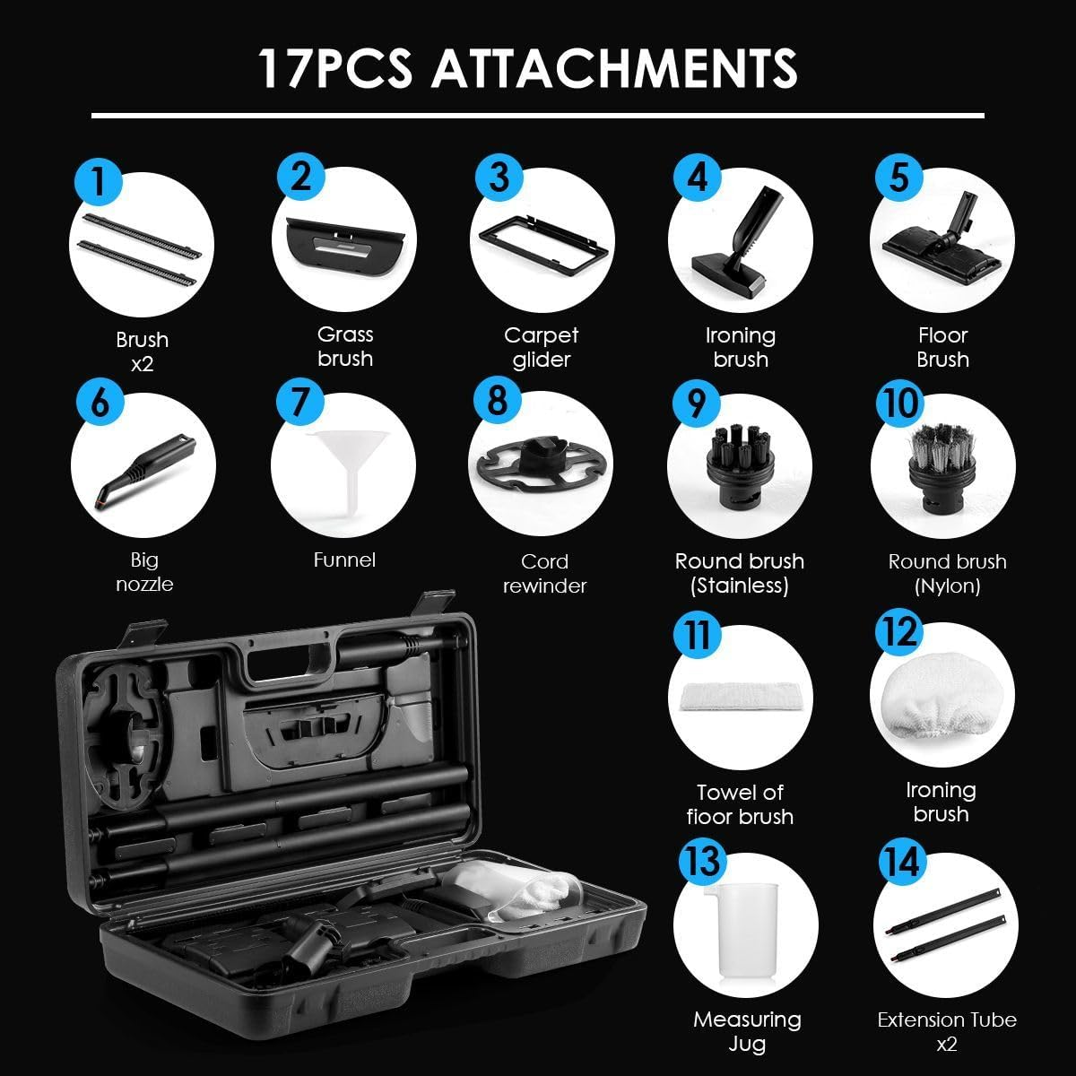 Maxkon 3.4L High Pressure Steam Cleaner Mop Commercial Home Carpet Floor Window W/Dual Tank Home Cleaning - 2.1L Red image number 2