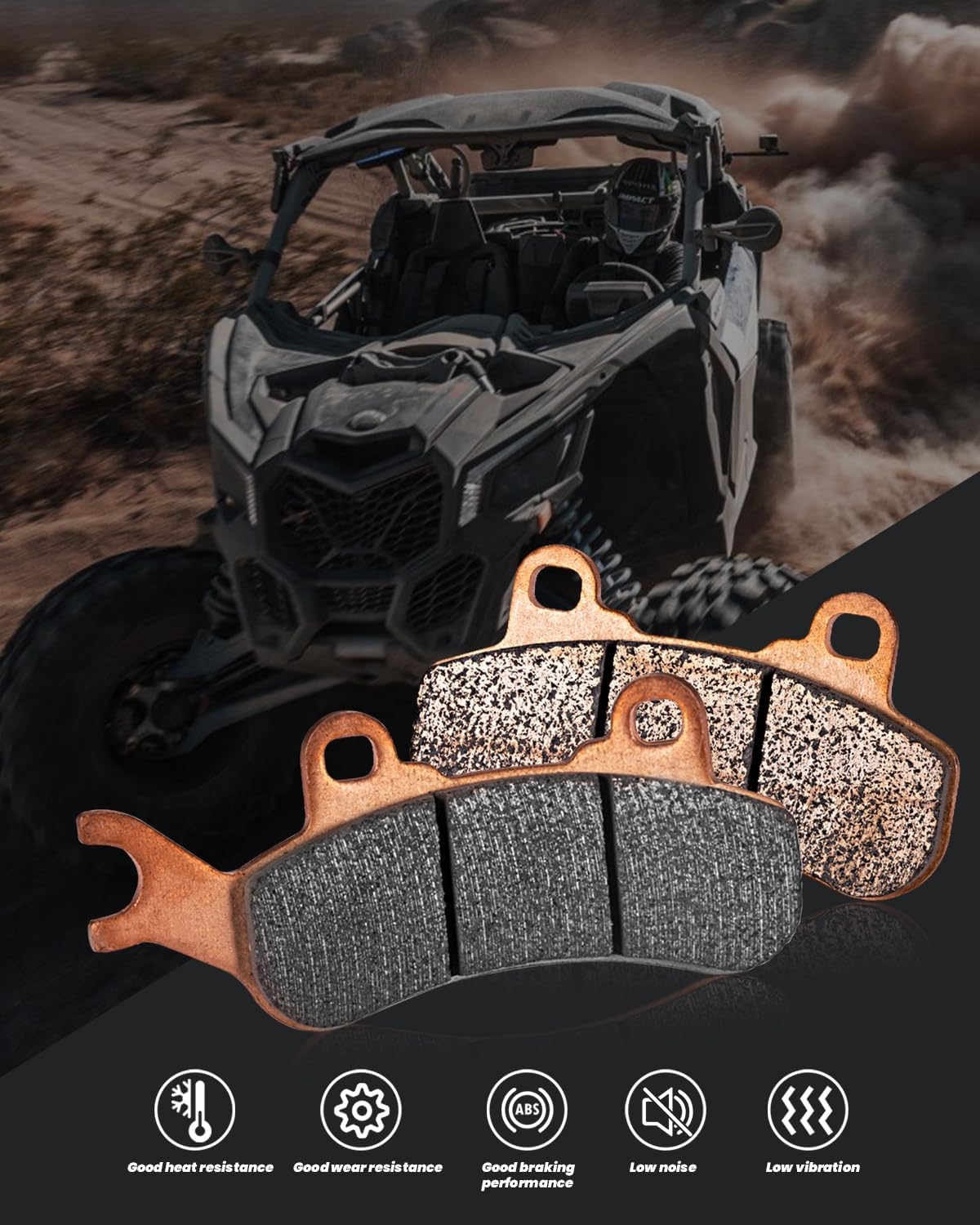 Sintered Brake Pads for Can-Am Maverick X3 & X3 Max 4X4 XRS DPS 2017-2024,2019-2021 Maverick Trail 800 1000 Sport 1000 EFI MAX 1000R Turbo R Traxter T HD5 HD8 HD10, High Braking Performance