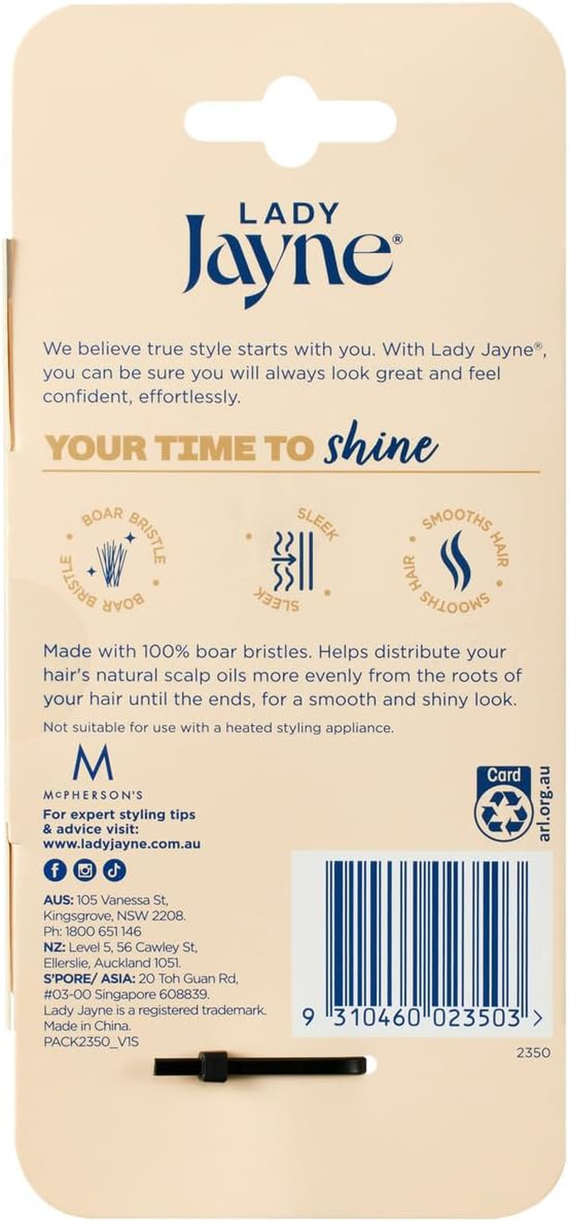 Lady Jayne Pad Brush 100% Boar Bristle Large image number 2