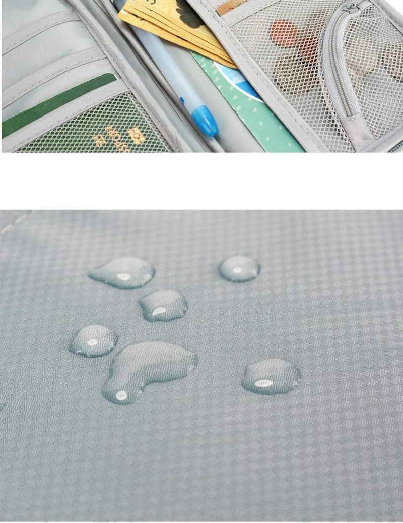 Family Passport Holder Portable RFID Blocking Credit Card Wallet Waterproof Travel Passport Wallet with Hand Strap for Men Women, Document Organizer Bag Fits Phone and Tickets image number 4