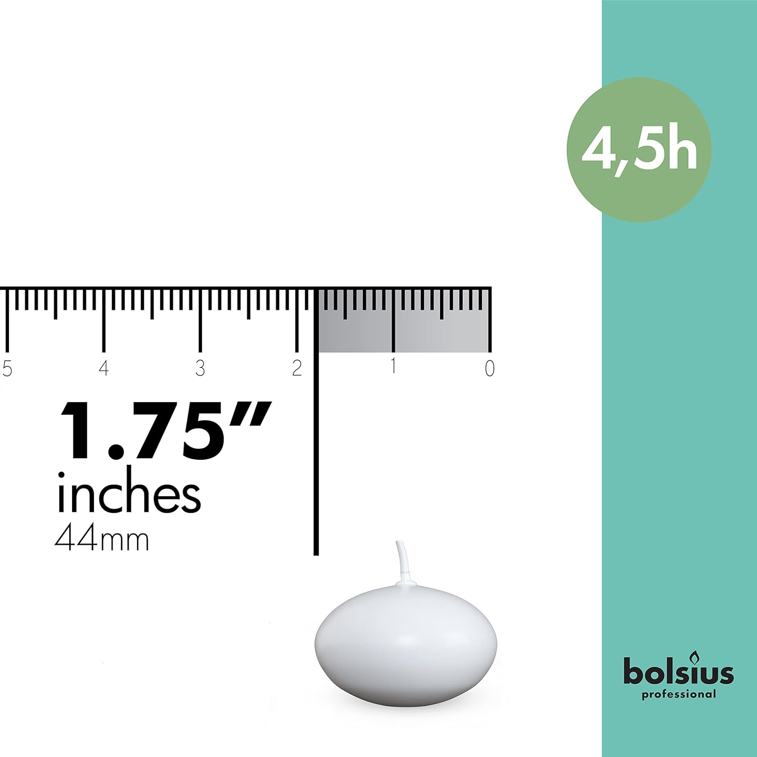 Bolsius Floating Candle-White, Wax, 4.5Cm W X 3Cm H image number 3