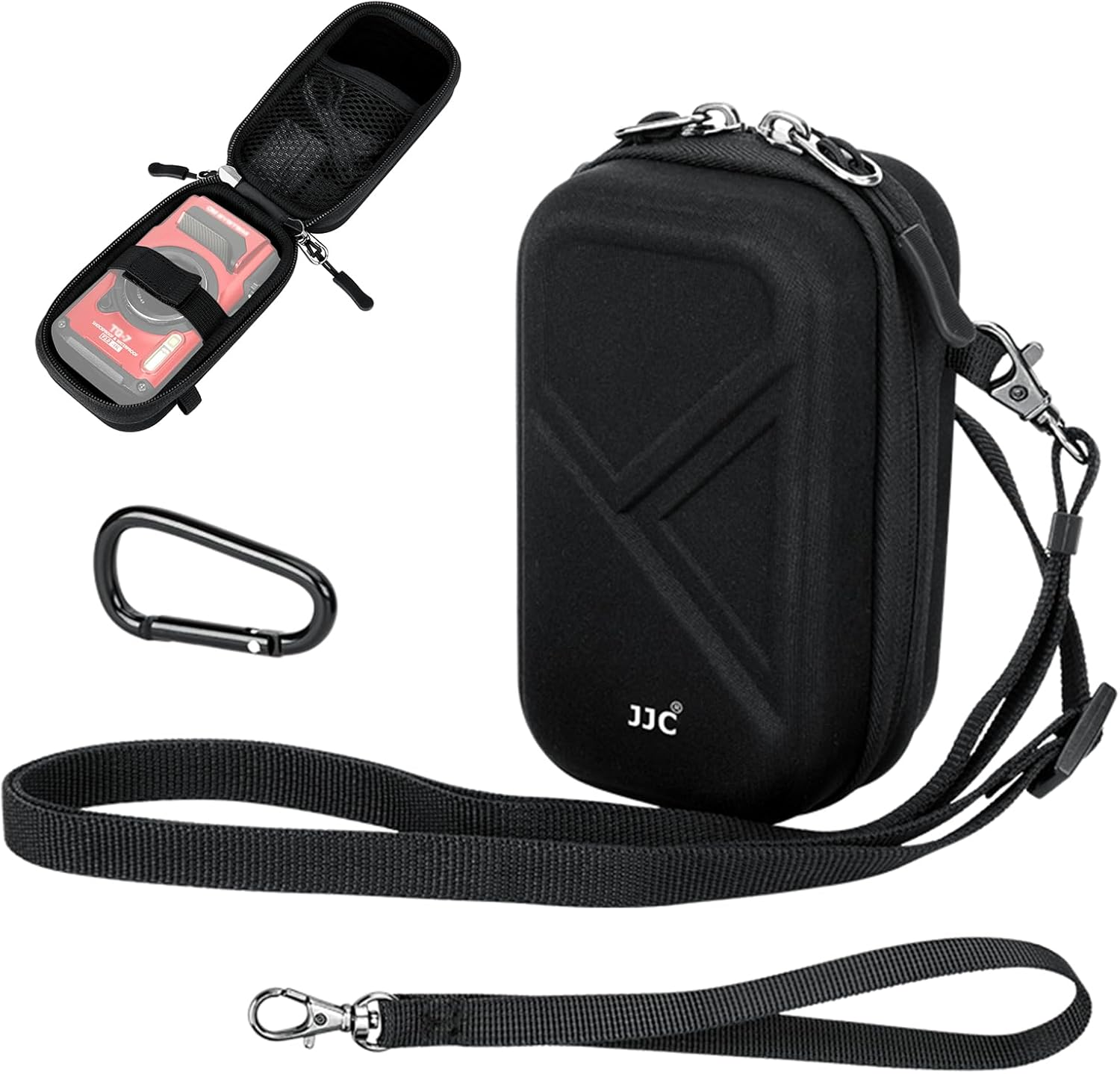 Hard Belt Camera Travel Case with Shoulder Strap Carabiner,Compact Camera Pouch for G7X Mark II Olympus TG-7 TG-6 TG-5 TG-4 Ricoh GR3 GR3X HDF Sony ZV-1 II ZV1 ZV-1F RX100 VII VI VA IV III II & More image number 6