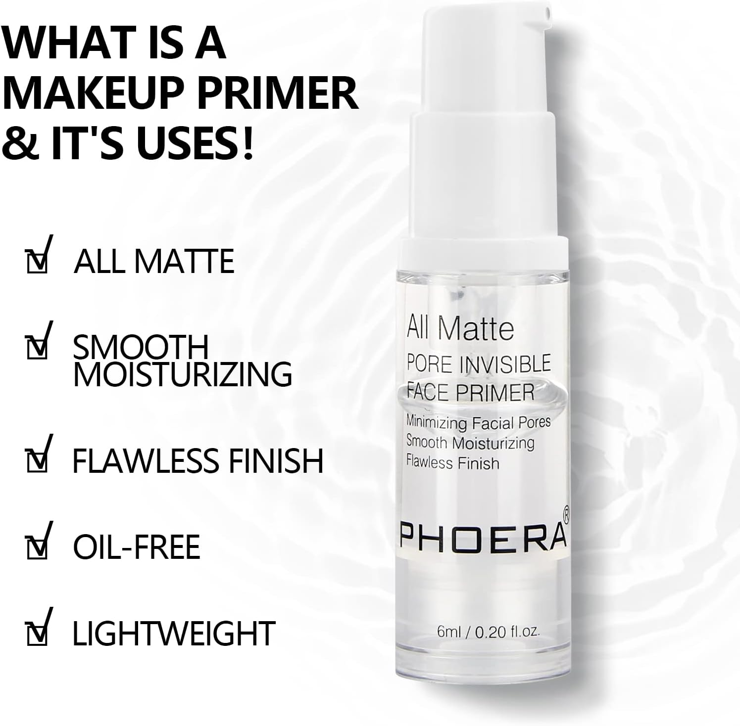PHOERA Face Primer, Pore Primer under Foundation, Oil-Control Long Lasting Makeup Foundation Primer, Oil-Free Makeup Base for All Skin Types (03A, 6Ml) image number 1