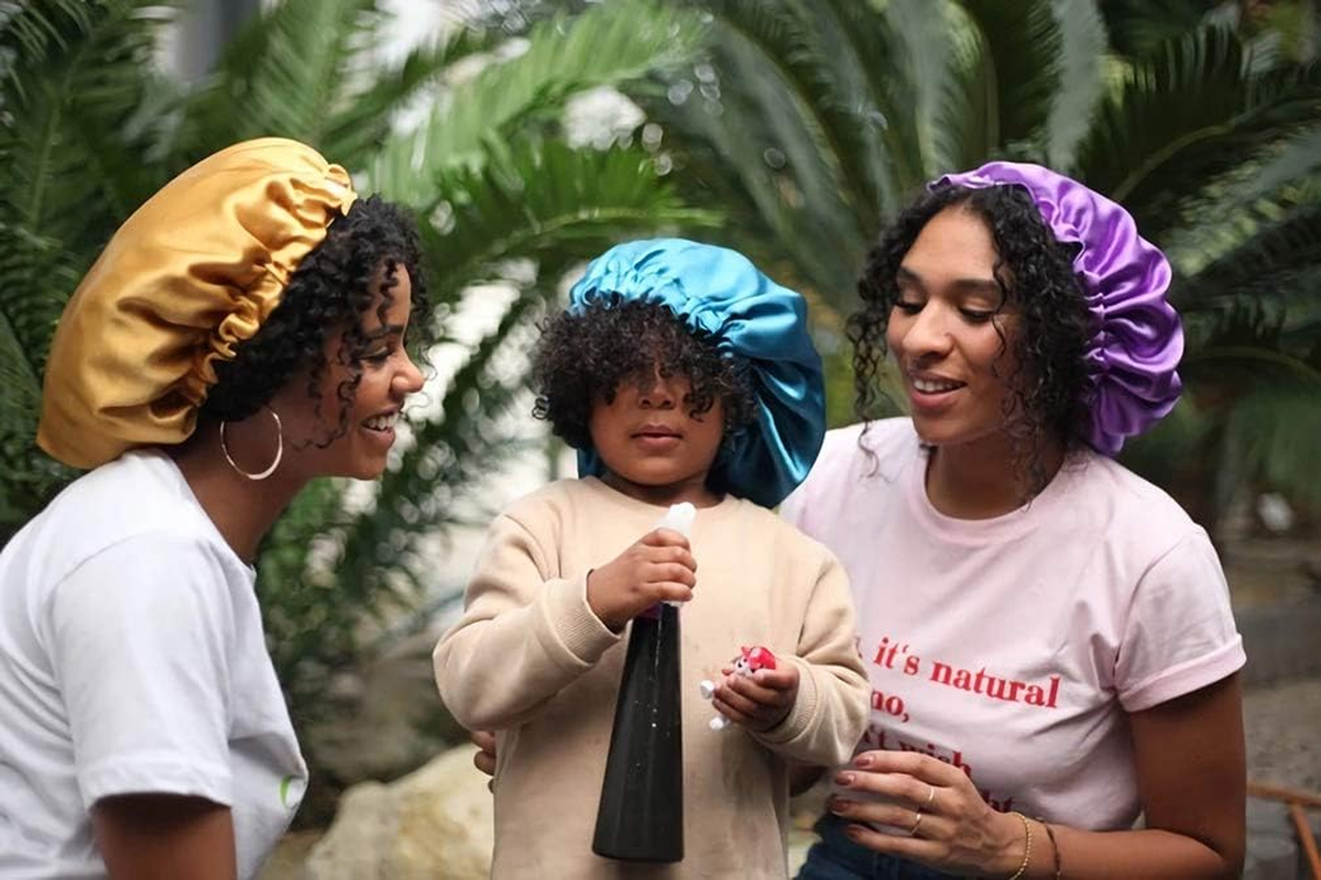 COMVIP Women Solid Satin Bonnet Sleeping Soft Hair Turbans Caps B: Khaki