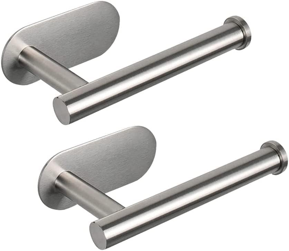 Self Adhesive Toilet Paper Roll Holder,Toilet Paper Holder for Bathroom Washroom Kitchen Stick on Wall Mount Matt Black 2 Pack