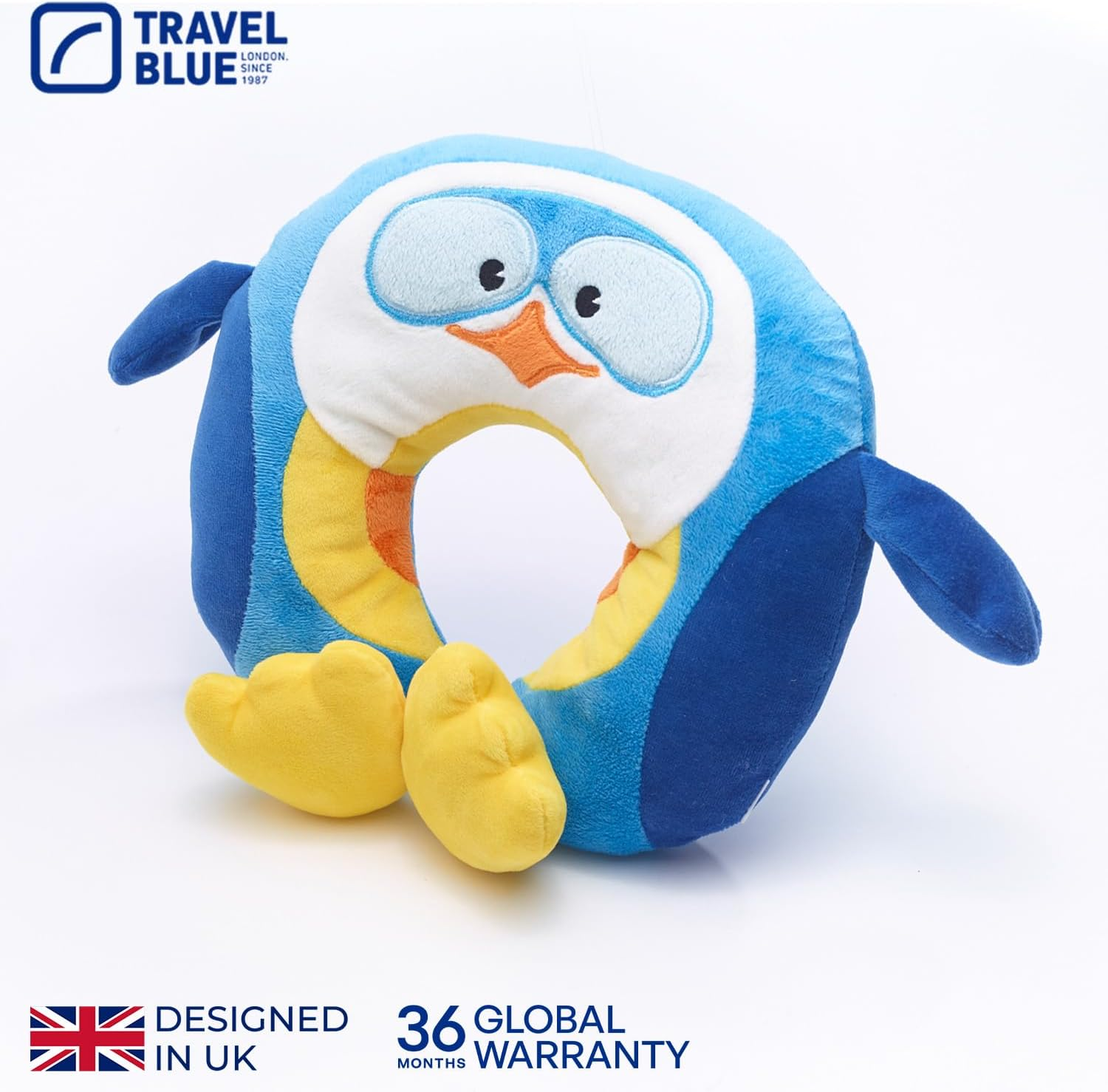 Travel Blue Puffy the Penguin Kids Travel Neck Pillow &ndash; Soft Penguin-Shaped Travel Pillow for Toddlers and Children &ndash; Comfortable Car and Plane Neck Support image number 5