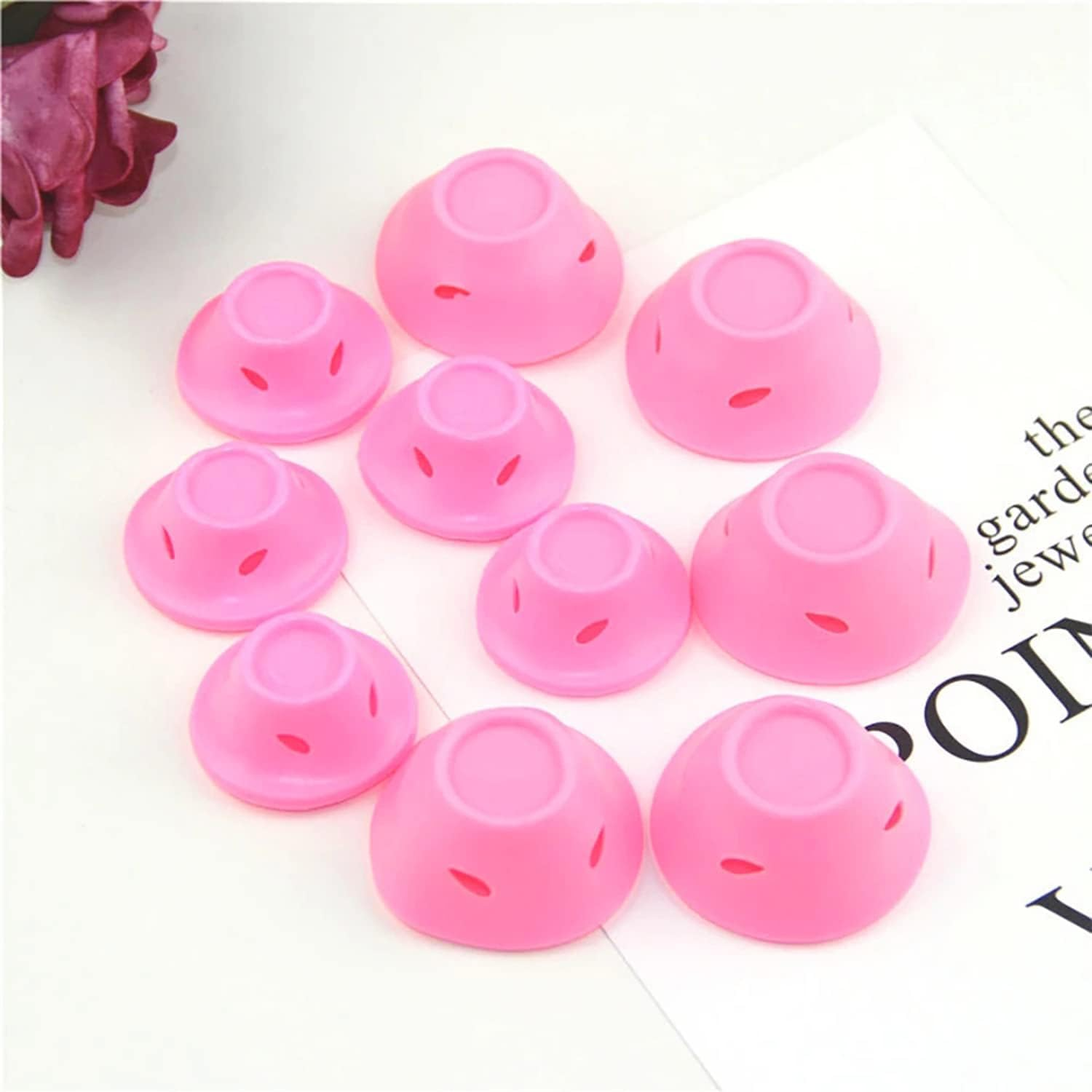 Heatless Hair Curlers Set: 40 Pieces Including Large and Small Soft Overnight Rollers for Women and Kids (Pink) image number 3