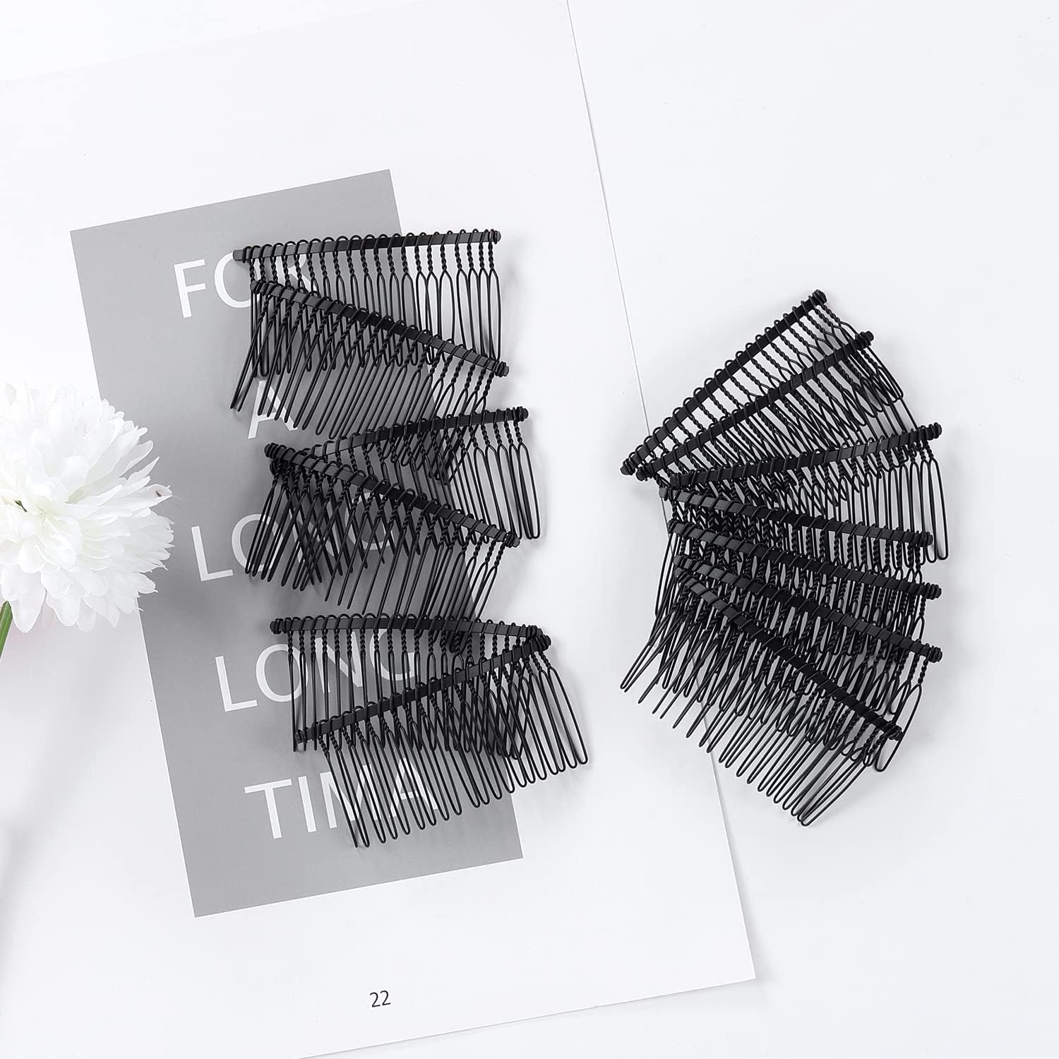 20Pcs Metal Wire Hair Clip Combs Headpiece Bridal Combs Wedding Hair Combs Decoration 20 Teeth Black Metal Side Hair Combs image number 2