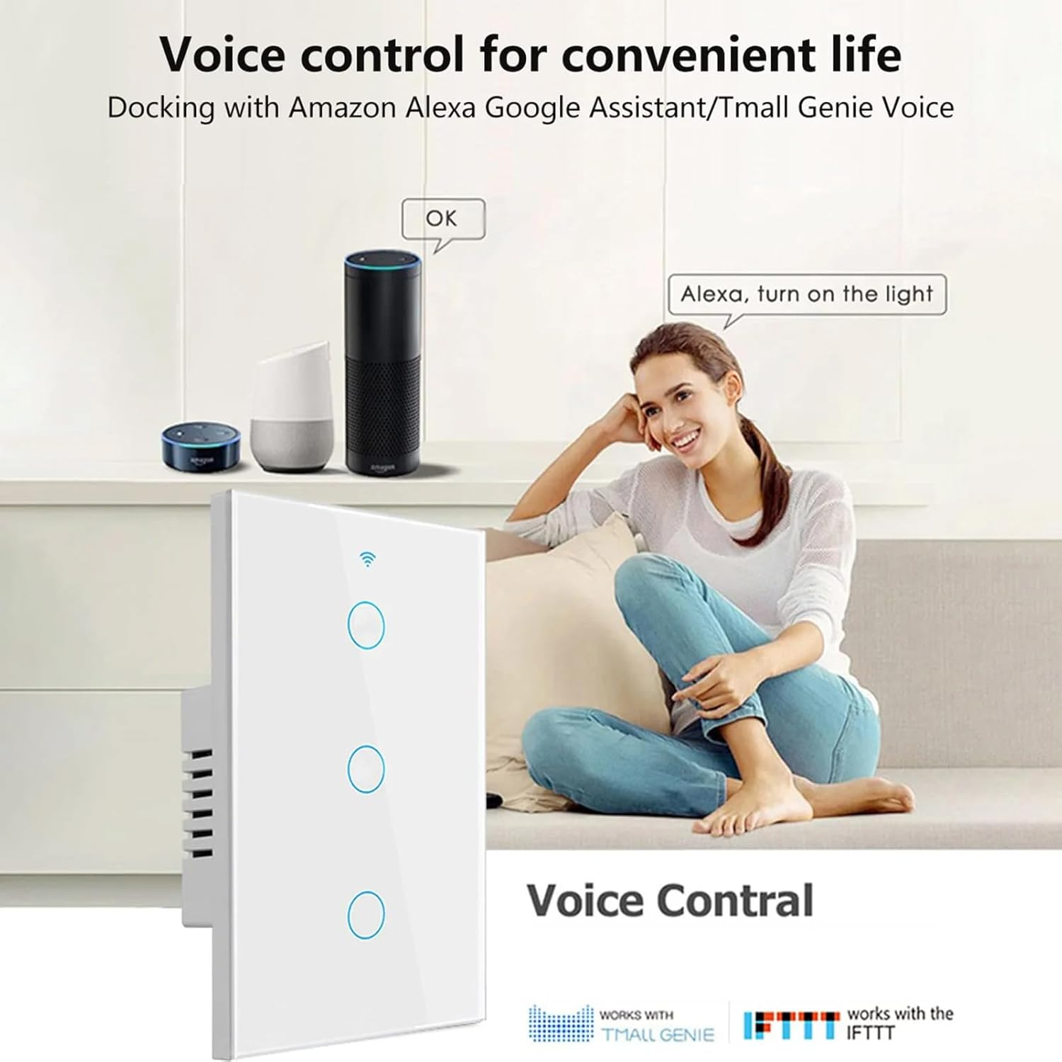 7Pandas Smart Light Switch, Wifi Wall Light Touchpad Switch, Tempered Glass Touch Panel Touch Wall Mount Switches, Compatible with Alexa, Google Assistant, Remote Control, Timer (4Gang-Black) image number 1