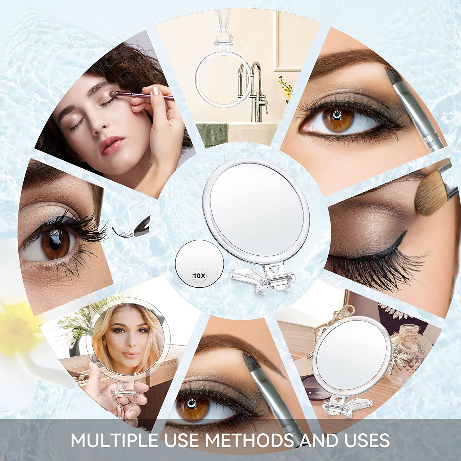 MIYADIVA Hand Mirror 25X Magnifying Mirror with Handle,Magnifying Makeup Mirror with Double Side 25X/1X Travel Makeup Mirror and 10X Magnifying Mirror Suction Cup for Eye Makeup image number 1