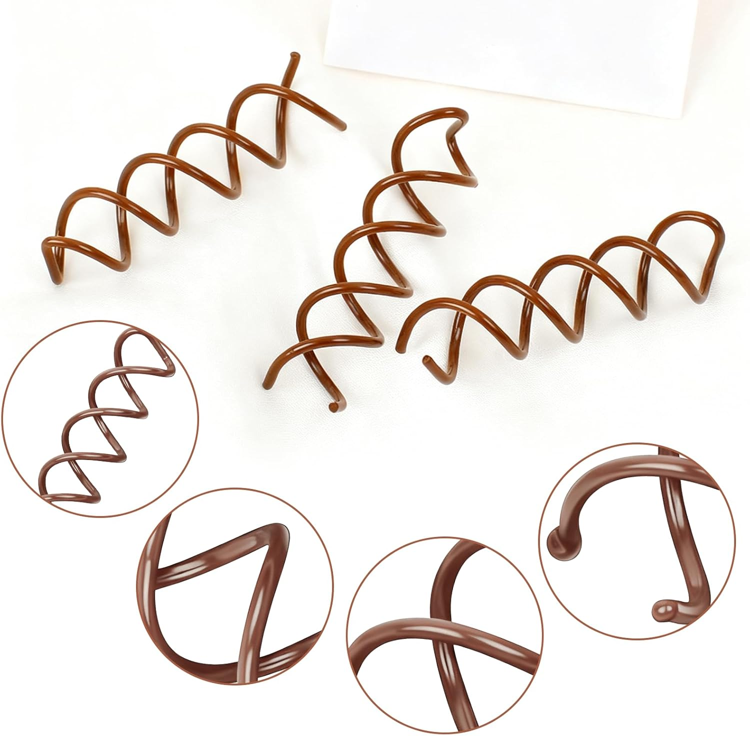 Hautllaif Pack of 20 Spiral Hair Pins - Spiral Hair Clips for Bun & Updo - DIY Hair Styling Tool, Invisible Twist Hair Pins for Women, Brown image number 5