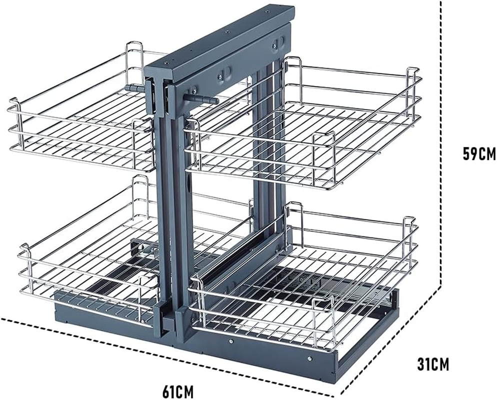 Blind Corner Cabinet for 31.5" Cabinet, Slide Out Kitchen Cabinet Shelf Pull Out Kitchen Pantry Corner Organizer Soft Close 2 Tier Pull Out Basket Bottom Mount image number 5