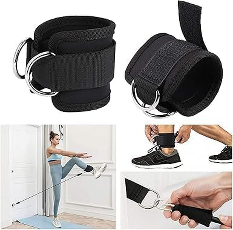 Fitness Ankle Straps for Cable Machines, 2 Pack Adjustable Ankle Strap with Double D-Rings and Neoprene Support,Comfortable Adjustable Padded Ankle Wrist Cuffs Neoprene Padded Straps image number 5