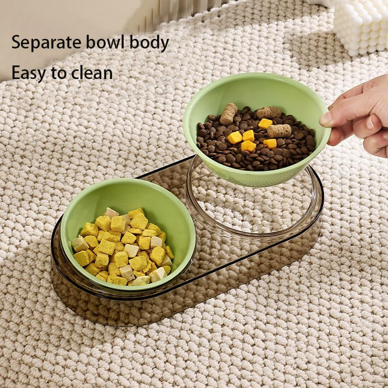 THJOPOKEEL Elevated Dog Cat Bowls, Food Feeder Stand, Double Dog Feeding Bowl Set, Dog Food Bowls for Small Dogs Cats Pets Puppy, Dishwasher Safe