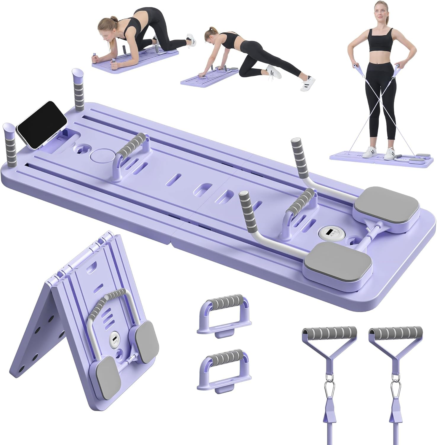 PFATURKHN Pilates Board, Pilates Reformer Set, Multi-Purpose Foldable Pilates Reformer Board for Home, 5 In1 Pilates Sliding Board, Pilates Equipment(With Phone Holder) image number 4