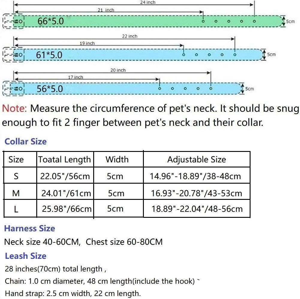 3 Pieces Harness for Dogs with Spiked Rivets, Dog Collar Dog Chain Set Adjustable Lead for Dog Harness Collar Chain image number 4