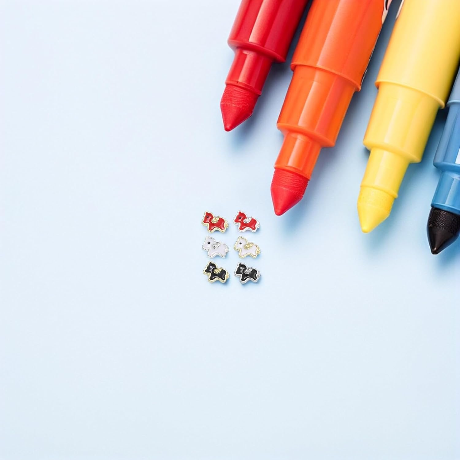 60Pcs Cute Cartoon Horse Nail Charms Animal Embellishments Nail Supplies for Women DIY Manicure Decorations Party Accessories