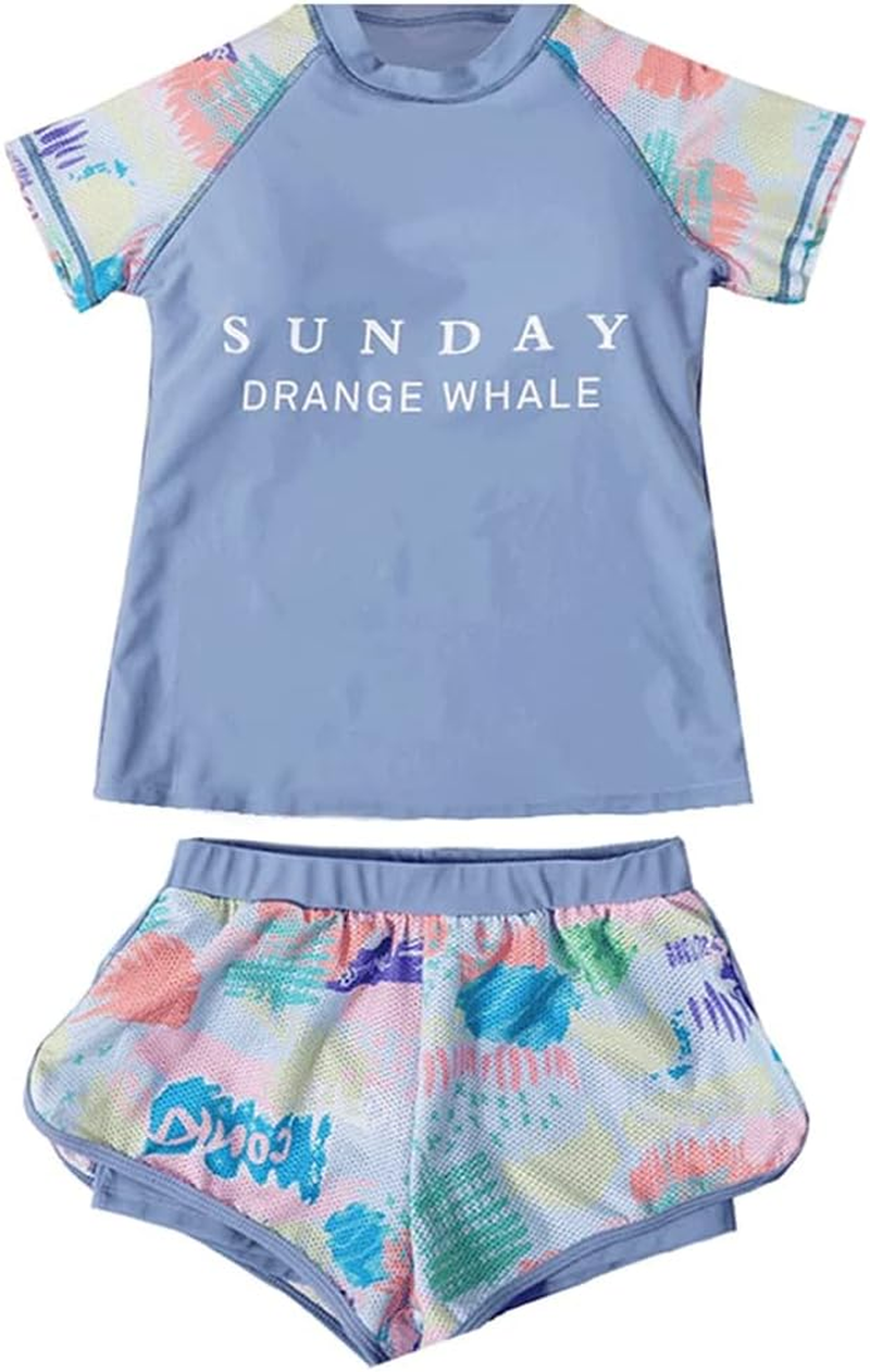 KORADI Girls Swimsuit Rash Guard Set 2-Piece Swimwear Bathing Suit 3-14 Years