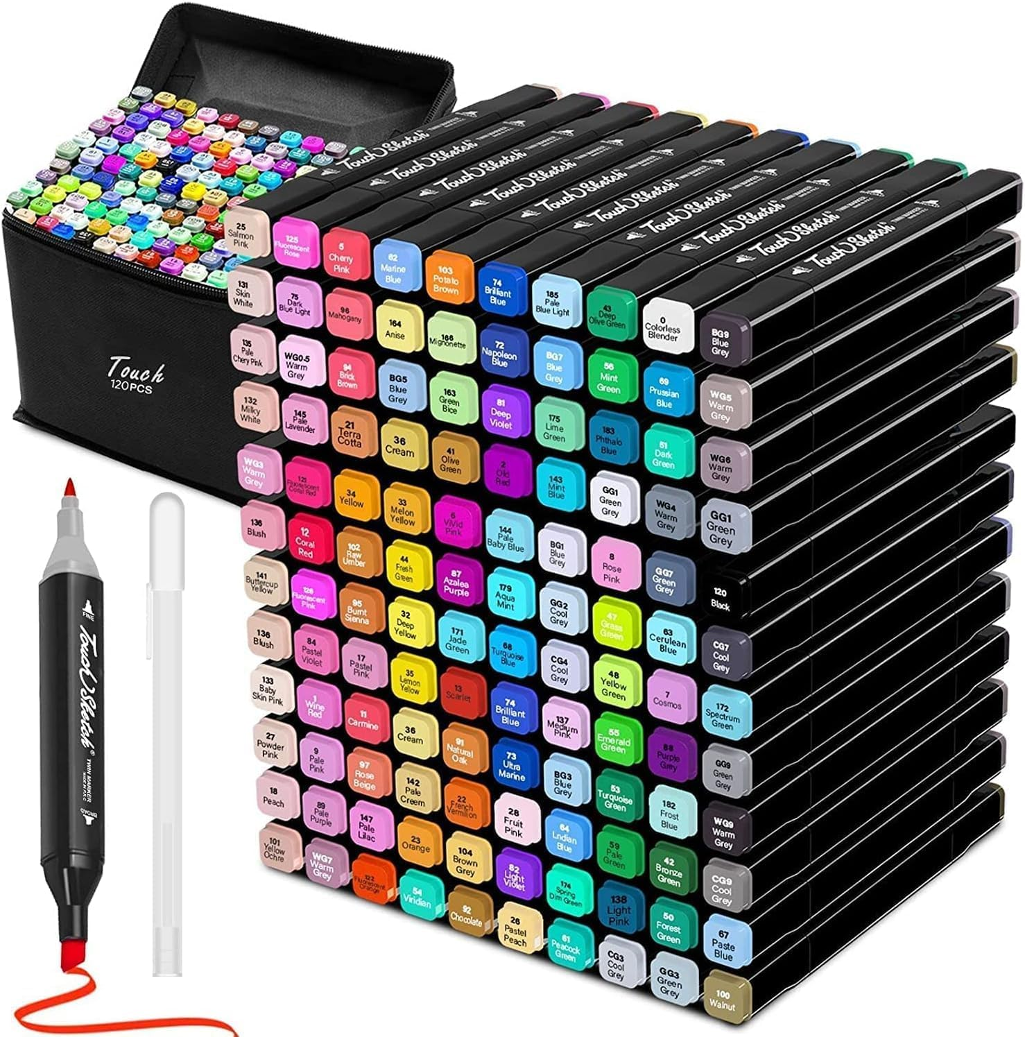 Fitbliss 120 Colors Alcohol Markers, Premium Dual Tip Artist Art Markers Set for Adult Kid, Sketch Markers Pen, Permanent Alcohol Based Markers, Coloring Sketching Drawing Markers with Case image number 3