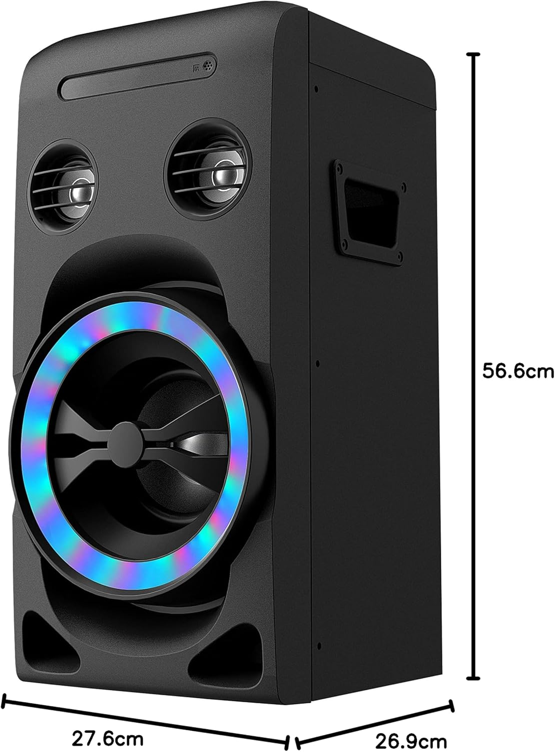 100W Home Stereo System with CD Player, FM Radio, Bluetooth, AUX In/Usb In, Karaoke Function, Earphone Jack, LED Lights, Remote Control Included image number 4