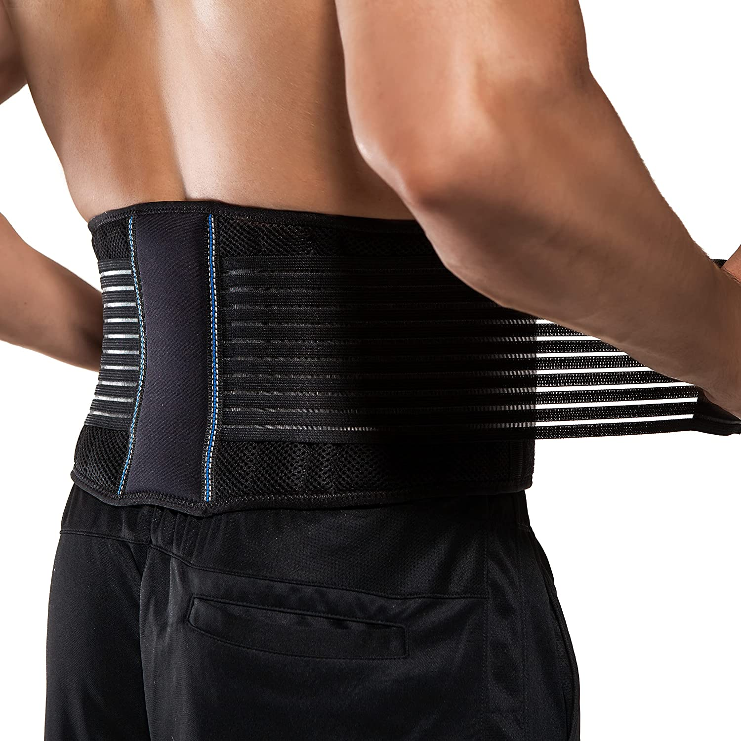 Braceup Stabilizing Lumbar Lower Back Brace and Support Belt with Dual Adjustable Straps and Breathable Mesh Panels (L/XL) image number 5