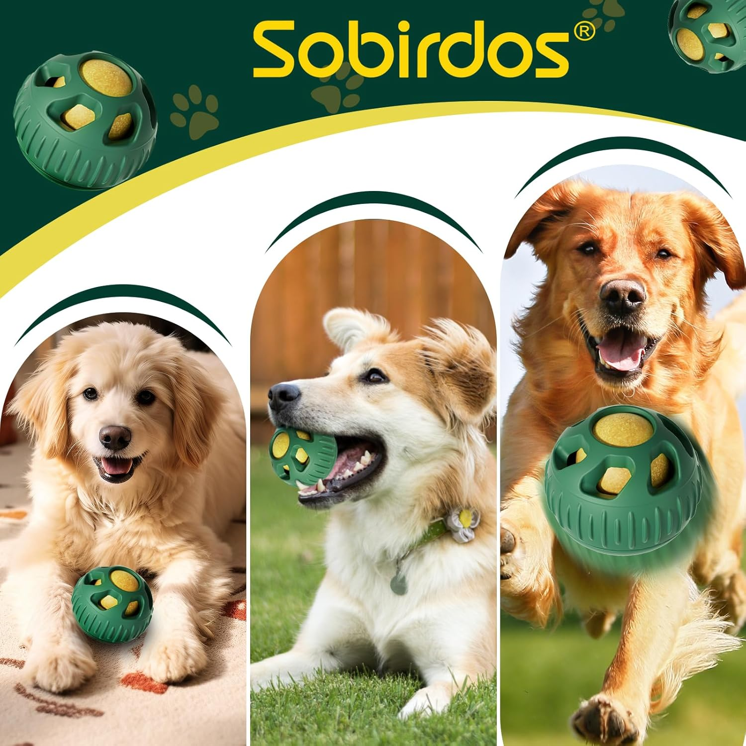 2Pcs Dog Chew Toys with Silicone Tray Mold,Frozen Dog Food Snack Balls,Dog Treat Molds Silicone,Freezable Fillable Rubber Dog Toys,Green Balls and Yellow Molds image number 5