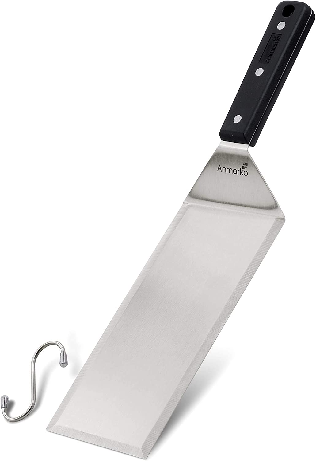 Stainless Steel Metal Griddle Spatula - Hamburger Turner Scraper - Pancake Flipper - Great for BBQ Grill and Flat Top Griddle - Commercial Grade