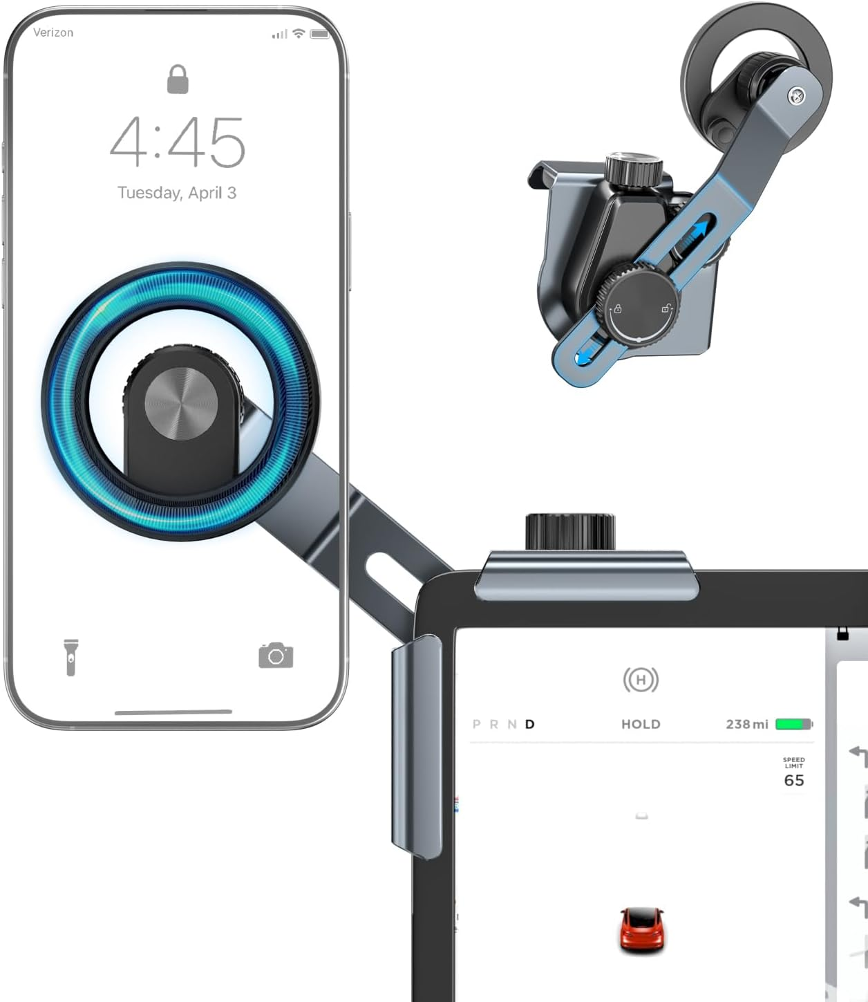 Cloudvalley for Tesla Phone Mount [Strongest Magnetic] Metal Car Mount for Model 3/Y/S/X, Liftable Design, No Glue Required, Compatible with Magsafe Iphone 16/15/14/13/12, Tesla Accessories image number 2
