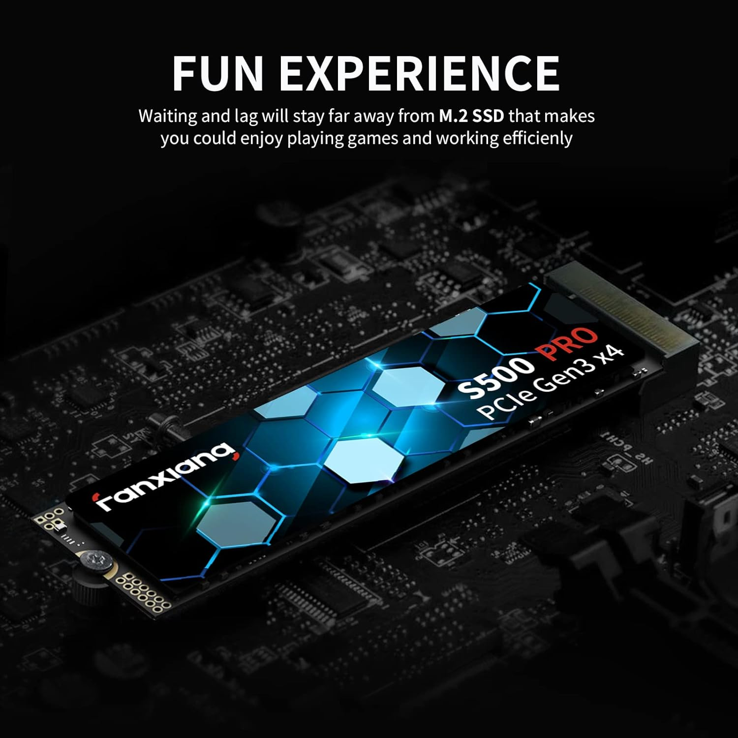 Fanxiang S500 Pro 512GB Nvme SSD M.2 2280 Pcie Gen3 X4 3200Mb/S Internal Solid State Drive, SLC Cache 3D NAND TLC, Graphene Cooling Sticker, Compatible with Laptop and PC Desktops(Black)