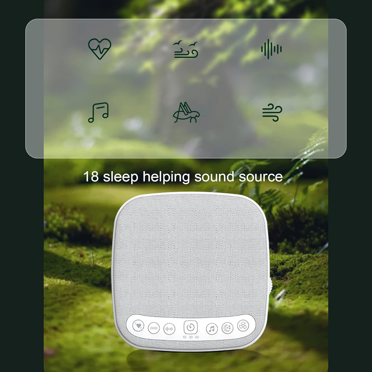 White Noise Machine, Sound Machine for Sleeping, Small Travel Portable Sleep Sound Machine with 18 Sounds for Adults Kids Baby, Baby Soother, Auto-Off Timer & Volume Control