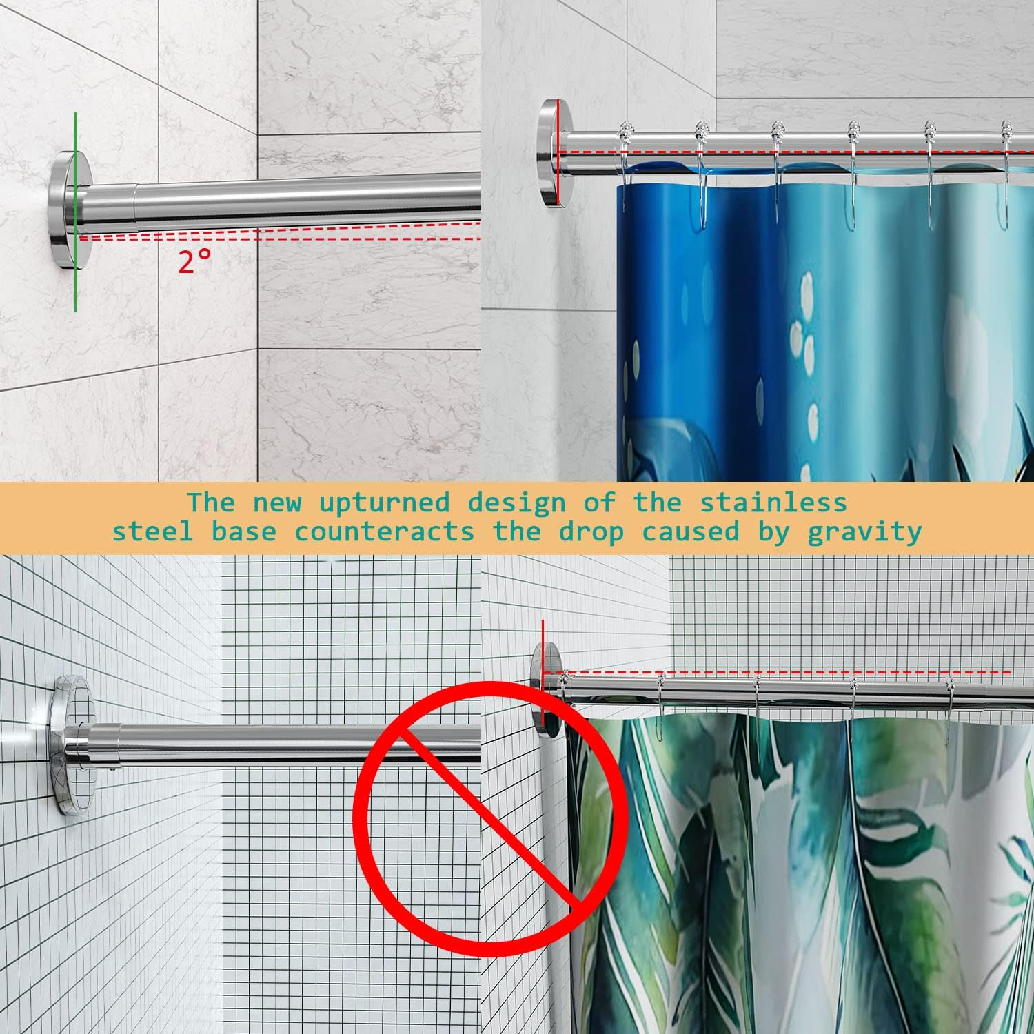 Sikaiqi Stretchable 304 Stainless L Shaped Bathroom Bathtub Corner Shower Curtain Rod Rack (90-130Cm X 90-130Cm) image number 4