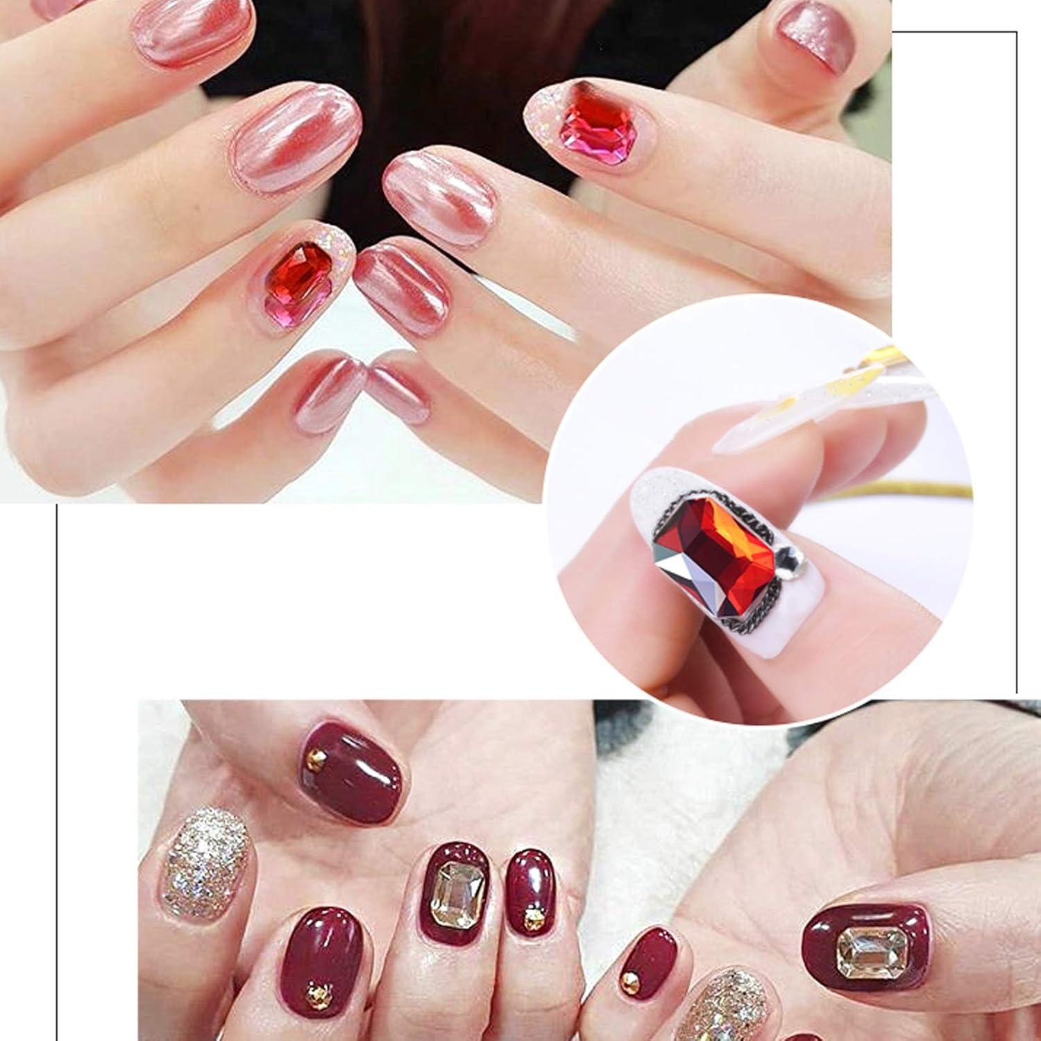 10 Grains Nail Art Rhinestones Nail Gemstone Rhinestone Decorative Nail Octagon Flat Diamond Transparent image number 3