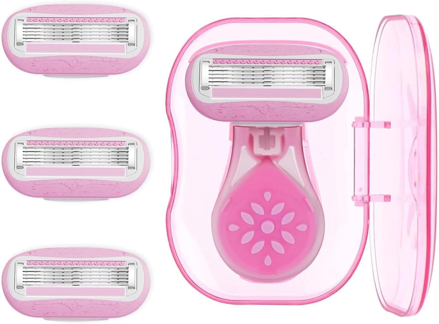 Mini Travel Razor for Women, 5-Blade Sensitive Safety Body Razors, Travel Accessories, Travel Essentials Shave Kit for Legs Hands Arm Smooth Skin, Includes 1 Mini Razor, 3 Razor Blade Refills, 1 Travel Case image number 1