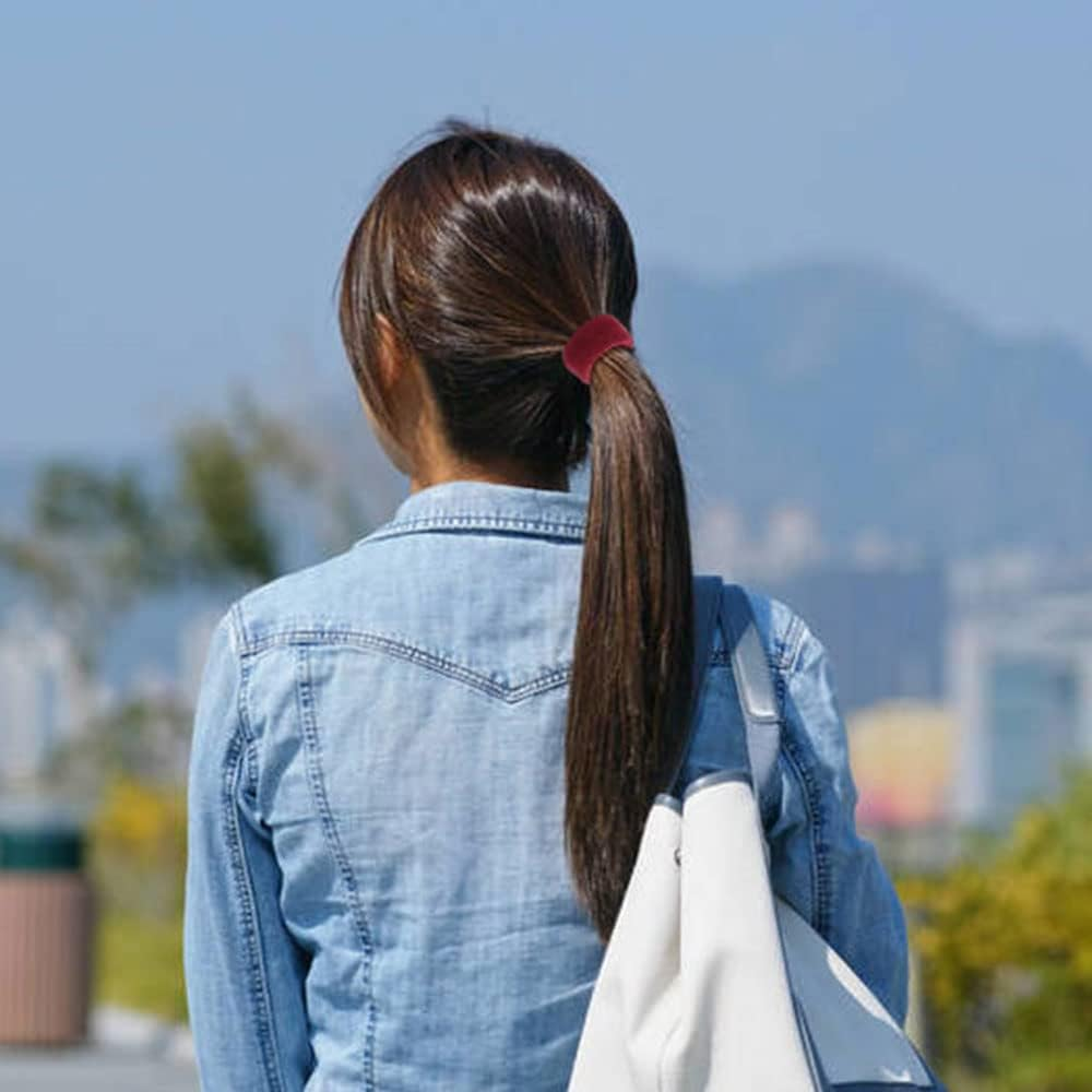 20 Pack Colorful Black Terry Cloth Knit Stretchy Elastic Wide Thick Hair Ties Scrunchies Elastics Hairbands Rubber Hair Bands Ties Ring Ponytail Holder Ponytail Twist Hair Accessories for Women Girl image number 2