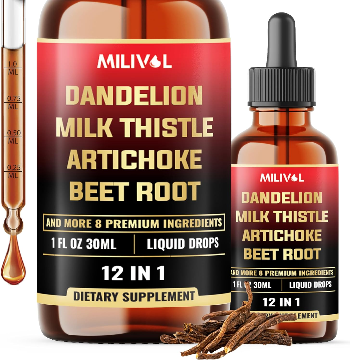 Dandelion Root Liquid Extract with Milk Thistle, Artichoke Extract, Turmeric, Beet Root, N-Acetyl Cysteine and 6 More Herbals - 30Ml - 60 Days Supply image number 3