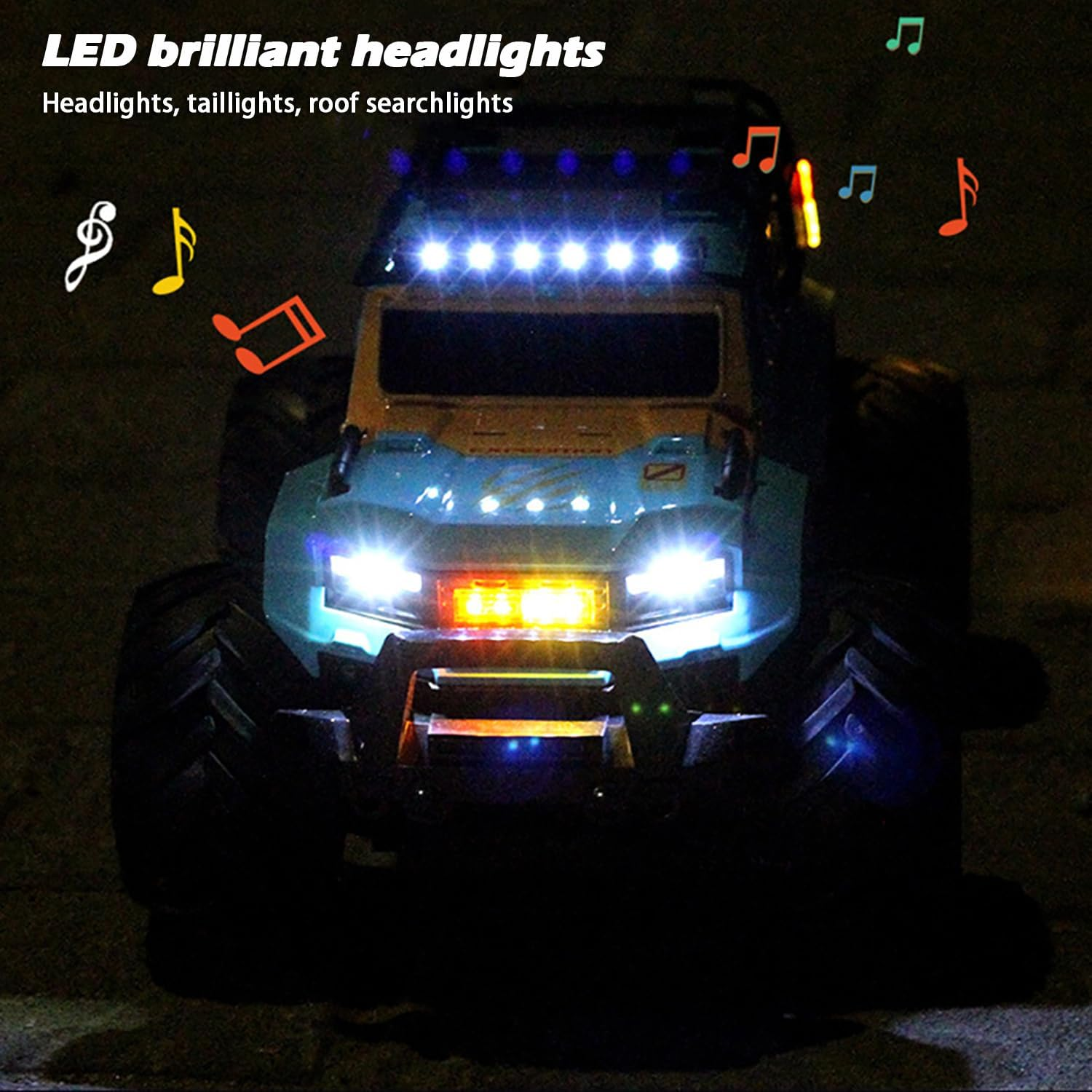 Amphibious Remote Control Car Waterproof Monster RC Cars 4WD All Terrain Off-Road Stunt Vehicle Toys with 2.4 Ghz LED Lights for 6 7 8 9 10 11 12+ Year Old Kids Boys Girls Gifts Presents (Blue) image number 3