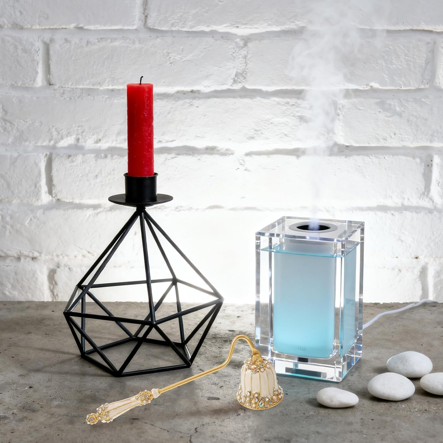 STOBAZA Vintage Candle Snuffer with Pearl Enamel, Handheld Wick Extinguisher for Safe Flame Extinguishing, Decorative Rustic Fire Snuffer Accessory for Home and Holiday Use image number 3