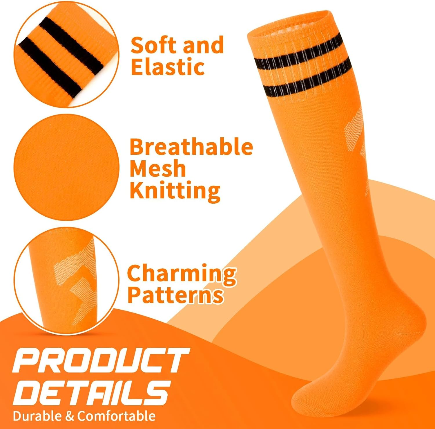 Soccer Shin Guards and Socks for Toddler Youth, Lightweight Soccer Shin Pads Protective Defender Gear for 10-15 Years Old Children Teen Sports image number 5