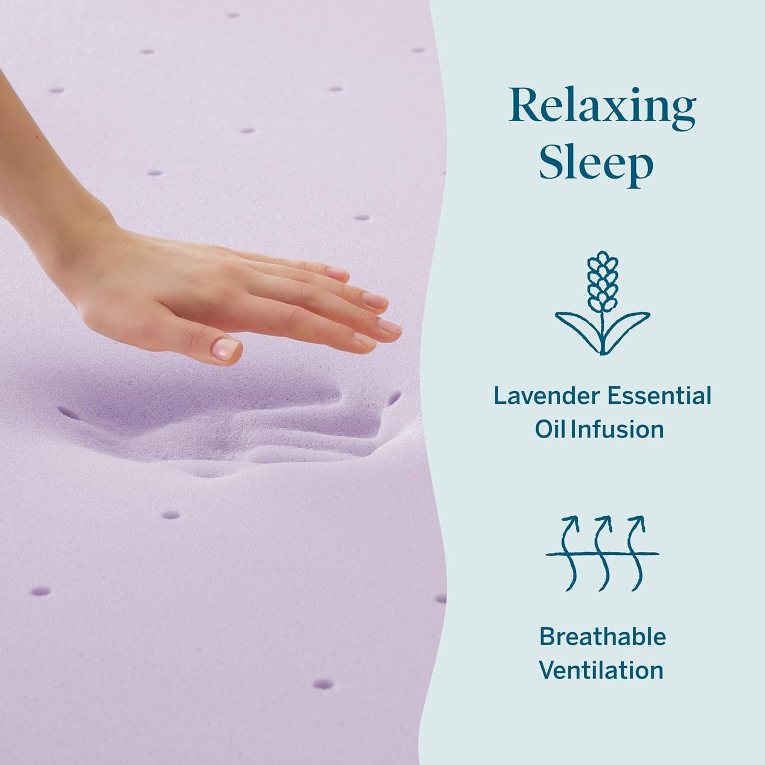 LUCID Ventilated Design 2 Inch Lavender Infused Memory Foam Mattress Topper, Full image number 1